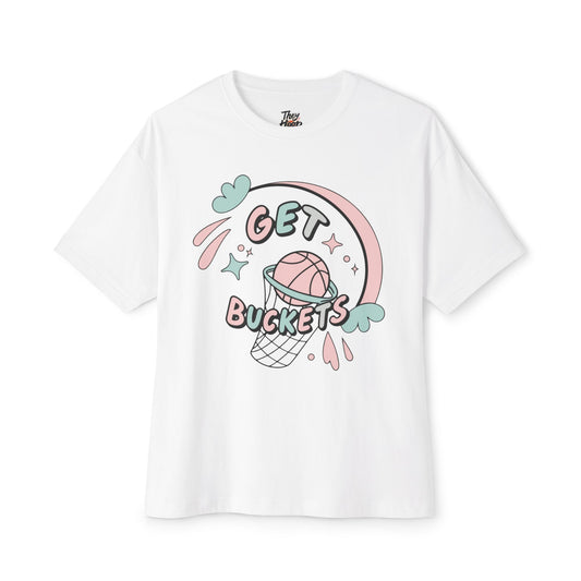 Get Buckets Basketball T-Shirt — Cute Pastel Hoop Graphic Tee